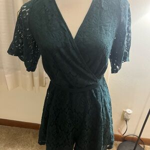 Elegant Green Lace Romper